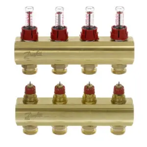 კოლექტორების კომპლექტი ხარჯმზომებით 4+4 Danfoss