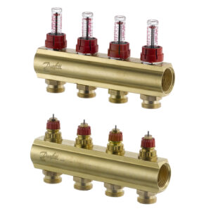 კოლექტორების კომპლექტი ხარჯმზომებით 4+4 Danfoss