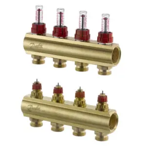 კოლექტორების კომპლექტი ხარჯმზომებით 4+4 Danfoss