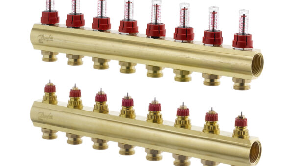 კოლექტორების კომპლექტი ხარჯმზომებით 8+8 Danfoss