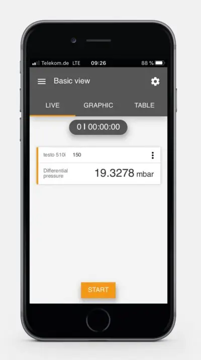 Testo 510i დიფერენციალური წნევის საზომი ხელსაწყო App